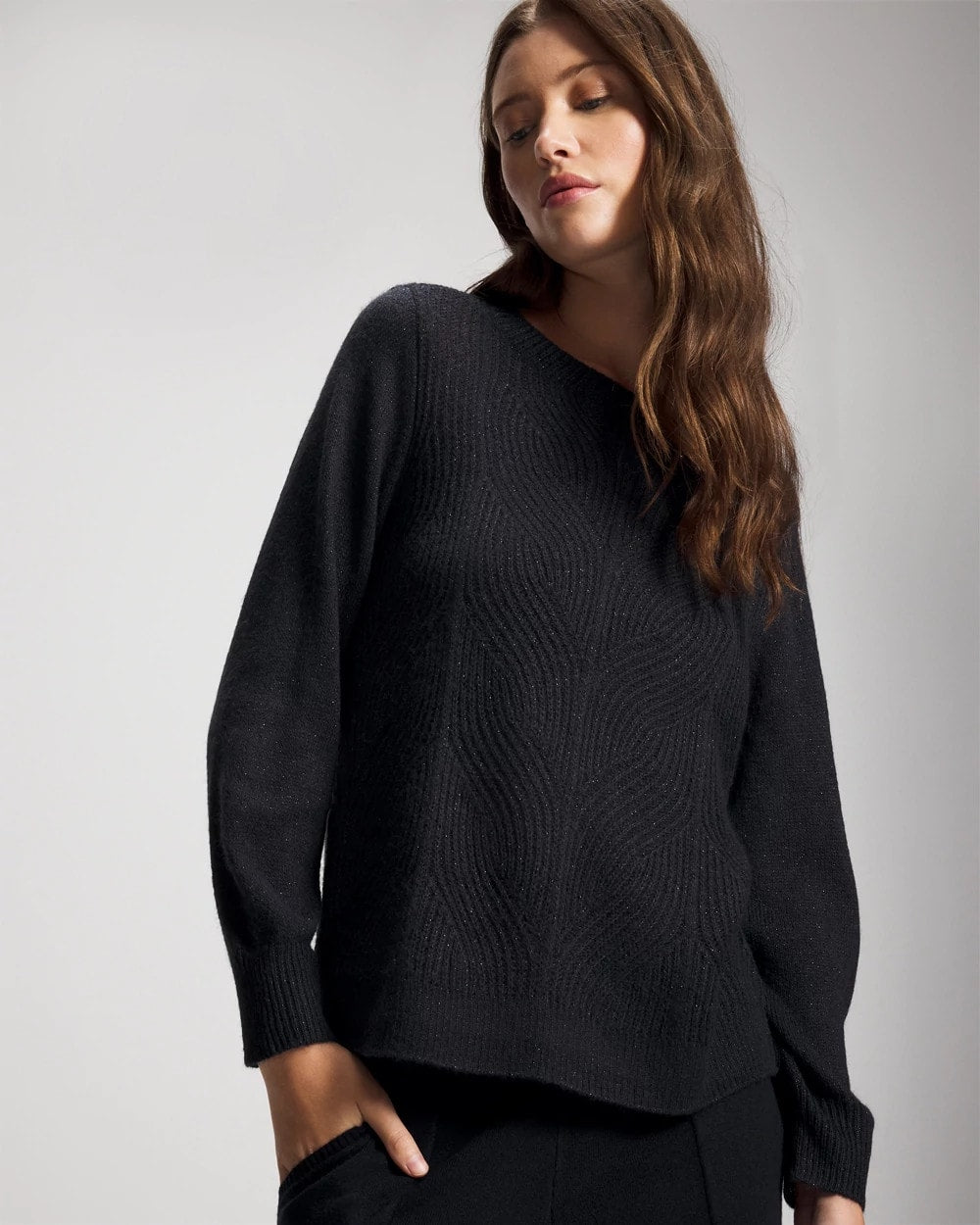 Shimmer Cable Knit Sweater - MIDNIGHT SKIES | Soma Women