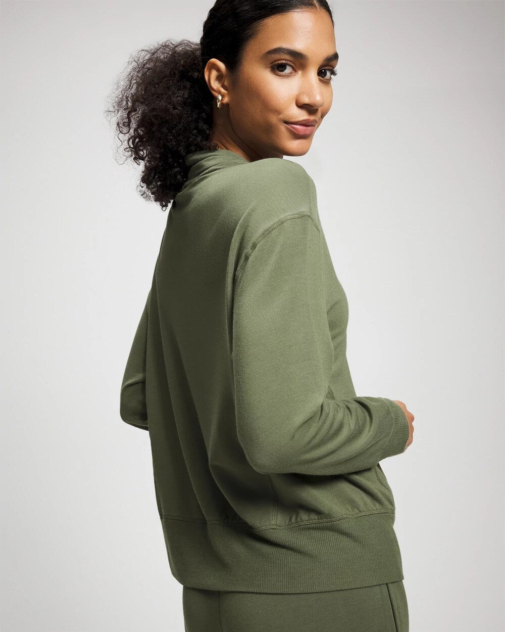 Ultrasoft Fleece Relaxed Funnel Neck Sweatshirt - DARK SAGE | Soma Women