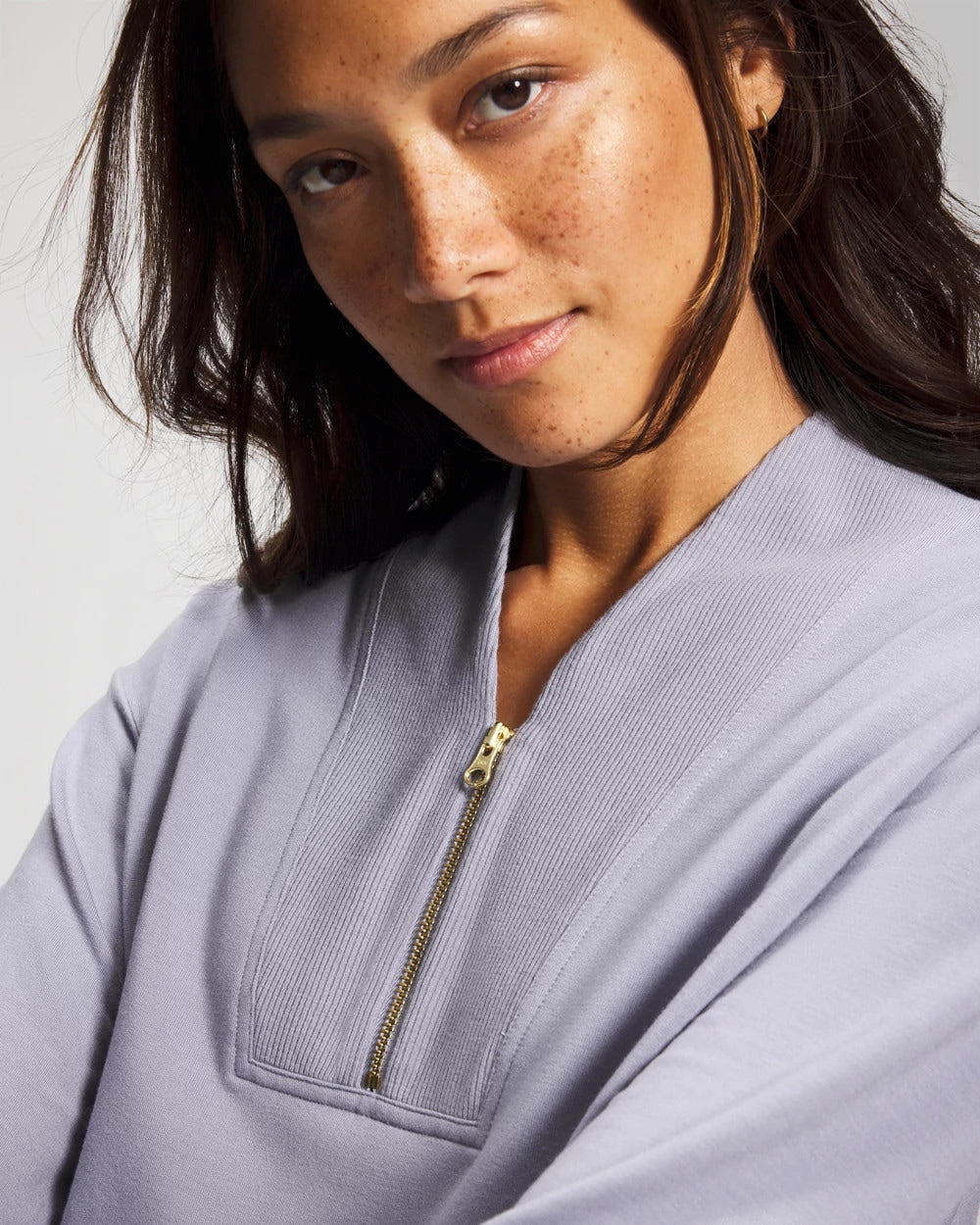 Ultrasoft Fleece Quarter Zip Sweatshirt - PERFECT SKY | Soma Women