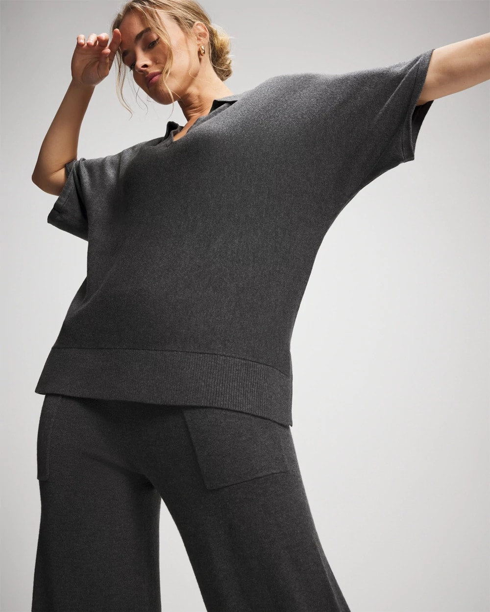 Premier Knit Sweater Collared Top - HEATHER QUARTZ | Soma Women