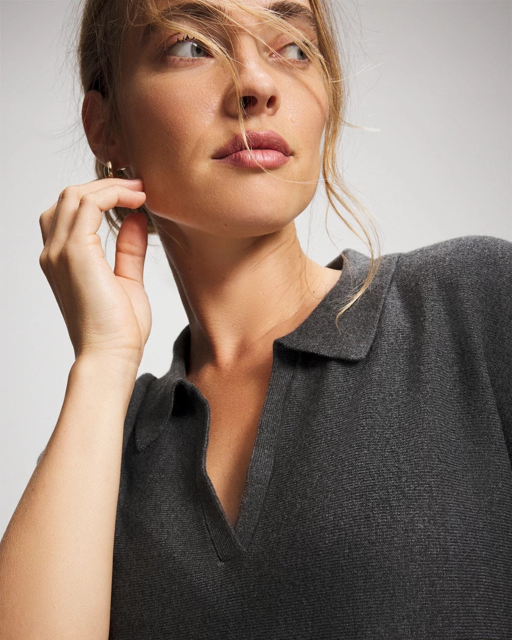 Premier Knit Sweater Collared Top - HEATHER QUARTZ | Soma Women