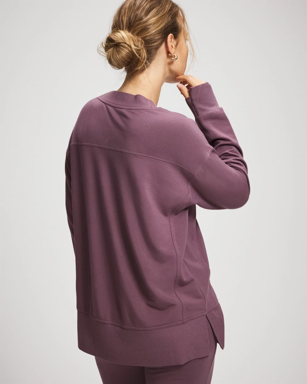 Ultrasoft Fleece V-Neck Sweatshirt - PURPLE FLINT | Soma Women