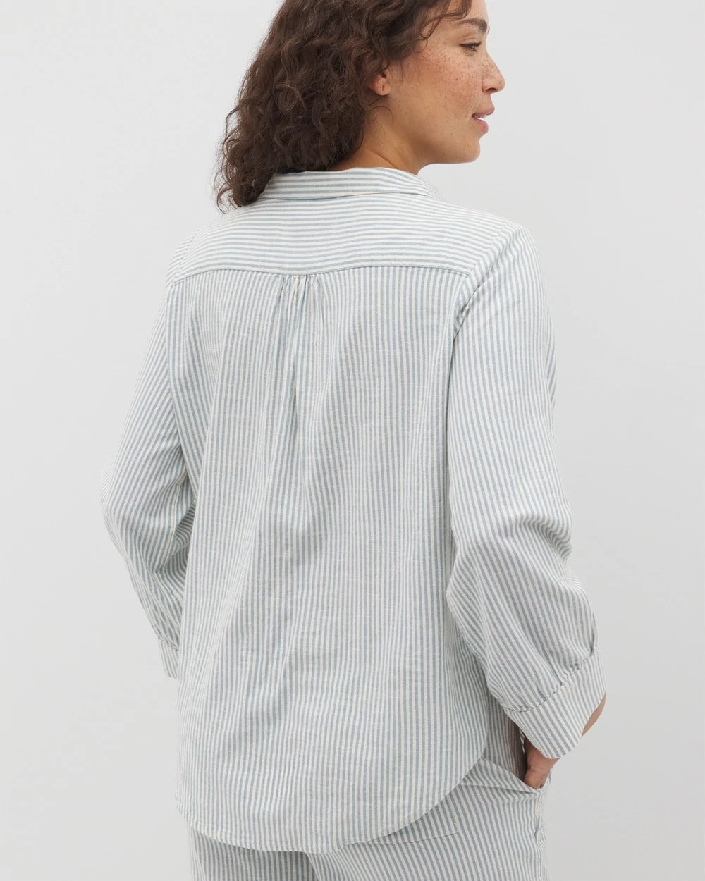 Beach Cotton Long Sleeve Button-Up - BLUE HEAVEN STRIPE | Soma Women