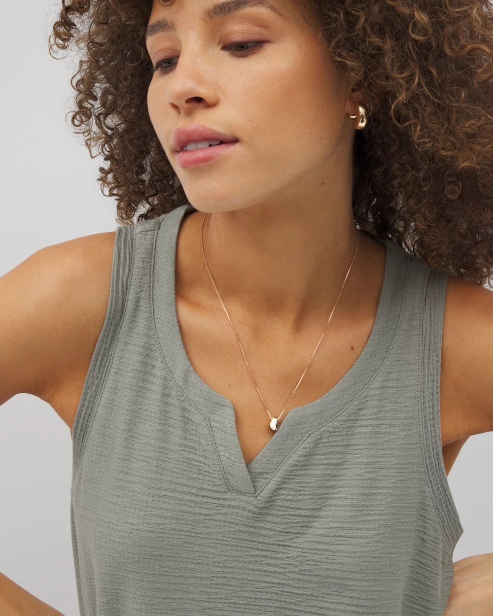 Crinkle Knit Tank Top - RESTORATION GREEN | Soma Women