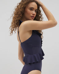 Beyond Control Solid Essentials Ruffle One-Piece - DARK NAVY | Soma Women