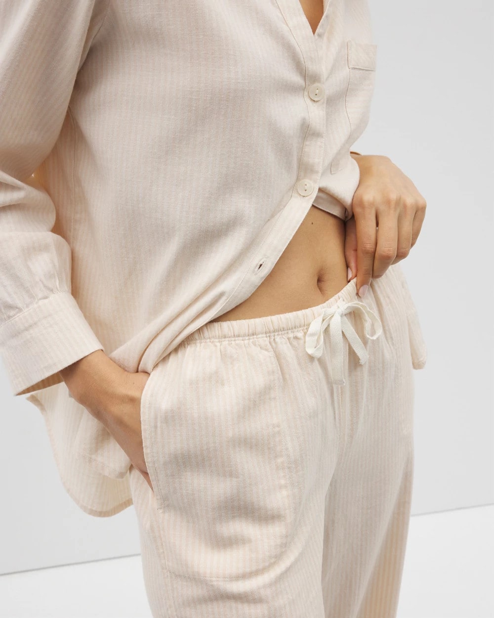 Beach Cotton Crop Pant - PALE SAND STRIPE | Soma Women