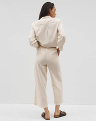 Beach Cotton Crop Pant - PALE SAND STRIPE | Soma Women