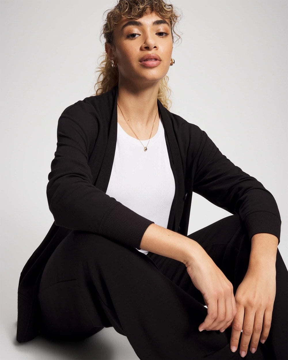 Ultrasoft Fleece Relaxed Button Up Cardigan - BLACK | Soma Women