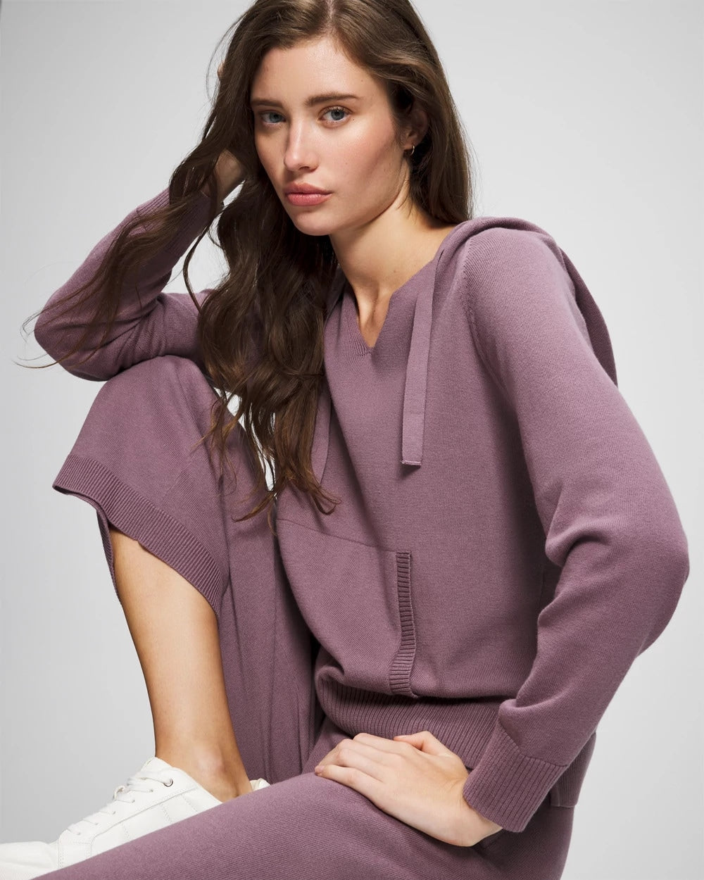 Cotton Sweater Hoodie - PURPLE FLINT | Soma Women