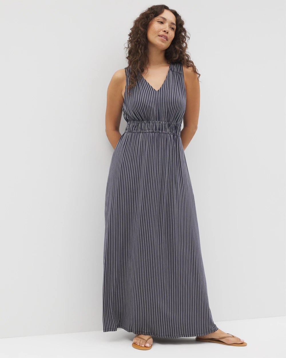 Riviera Surplice Maxi Bra Dress - DESTIN STRIPE NAVY | Soma Women