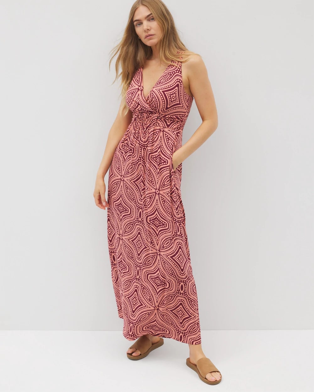 Isla Cross Back Maxi Bra Dress - GOA GEO GRAND VELVET PLUM | Soma Women