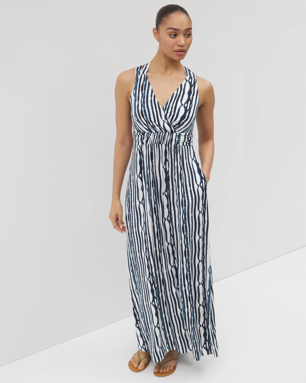 Isla Cross Back Maxi Bra Dress - WAVES STRIPE COCONUT | Soma Women