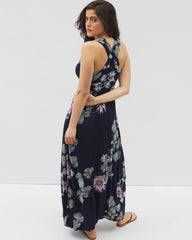 Isla Cross Back Maxi Bra Dress - BOTANICAL BLISS NAVY | Soma Women