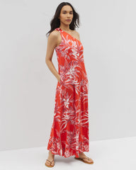 One-Shoulder Maxi Bra Dress - PALM PERFECT G GOJI BERRY | Soma Women
