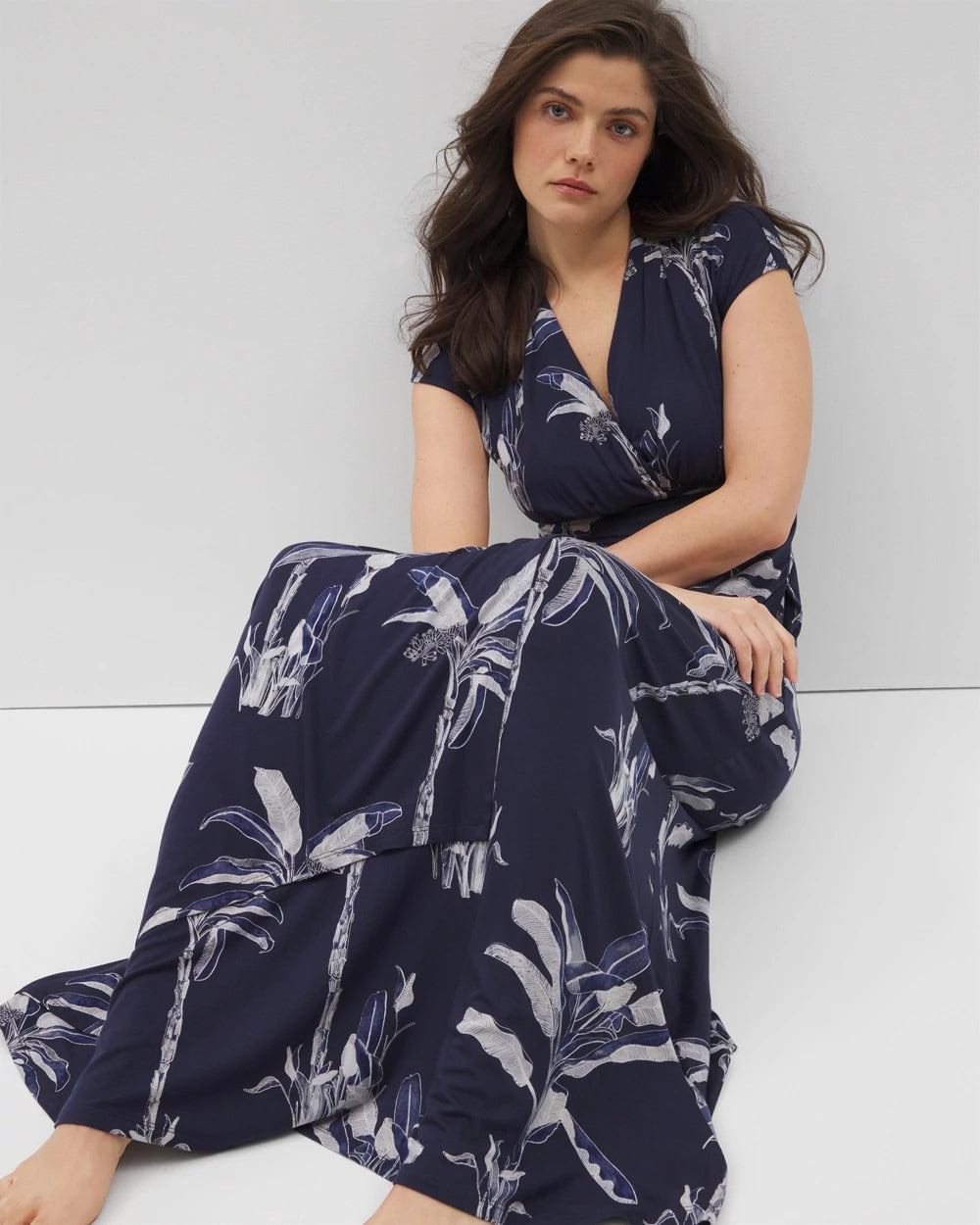 Serenity Maxi Bra Dress - PALM TOILE NIGHTFALL NAVY | Soma Women