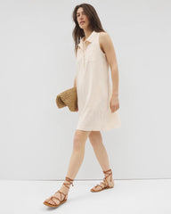 Beach Cotton Short Dress - PALE SAND STRIPE | Soma Women