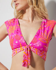 Desert Bloom Cap-Sleeve Crop Top - DAHLIA MULTI | Soma Women