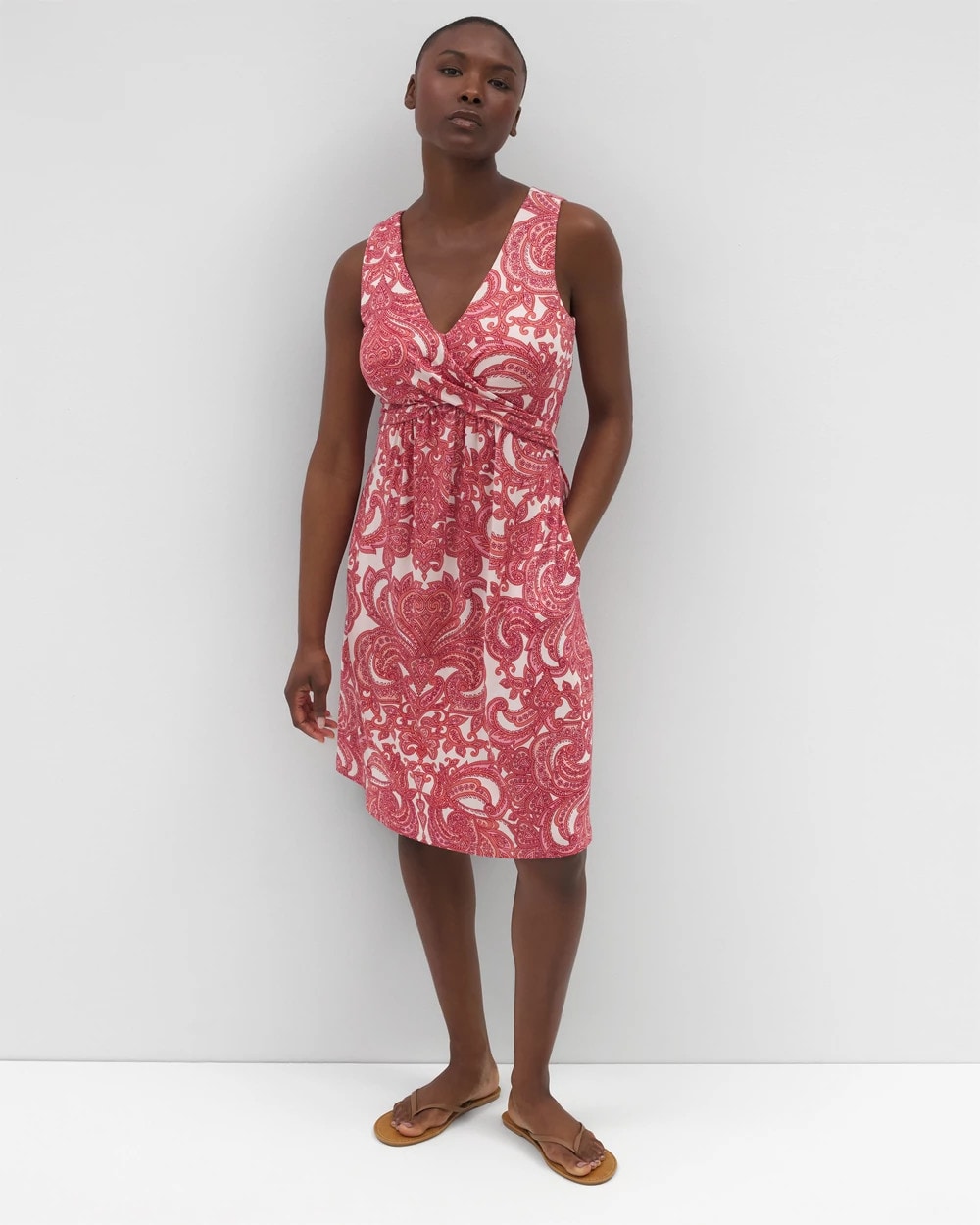 V-Neck Short Bra Dress - SHOW OFF PAISLEY PEACH | Soma Women
