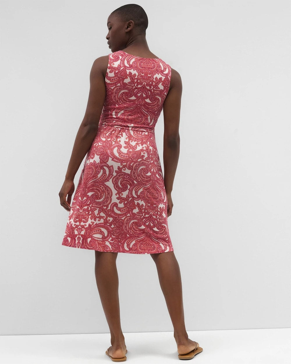 V-Neck Short Bra Dress - SHOW OFF PAISLEY PEACH | Soma Women