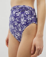 Ruched High-Waist Bikini Bottom - TROPIC TILES TRUE BLUE | Soma Women