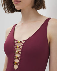 Let's Get Knotty Lace Down One Piece - PLUM | Soma Women