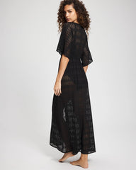Sunkissed Crochet Open-Front Caftan - BLACK | Soma Women