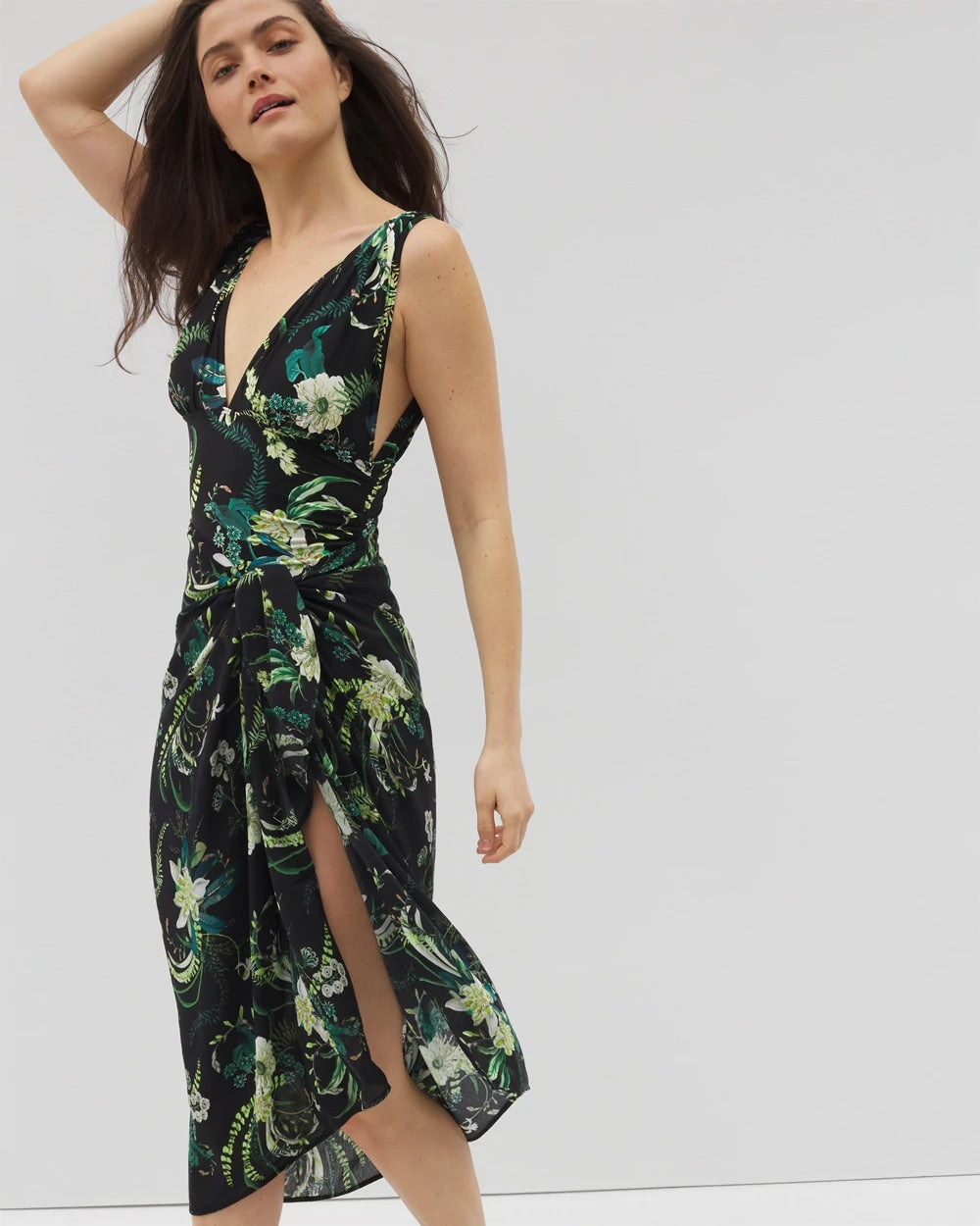 Rayon Crepe Pareo - TROPICAL TWIST BLACK | Soma Women