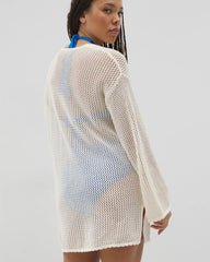 Cotton Crochet-Style Shift Cover-Up - COCONUT | Soma Women