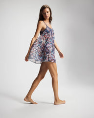 Mesh Ruched Chemise - PETAL MOSAIC PETROL | Soma Women